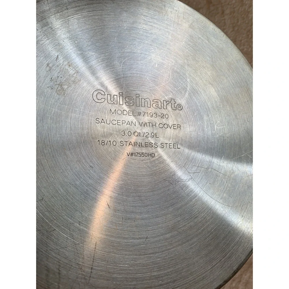 Cuisinart 3 Qt. Saucepan Model #7193-20 Stainless Steel No Lid FLAW